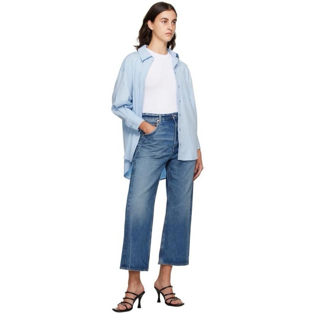 Citizens of Humanity Gaucho Vintage Wide Leg Cropped Jeans in Oasis Blue Denim - Picture 4 of 10